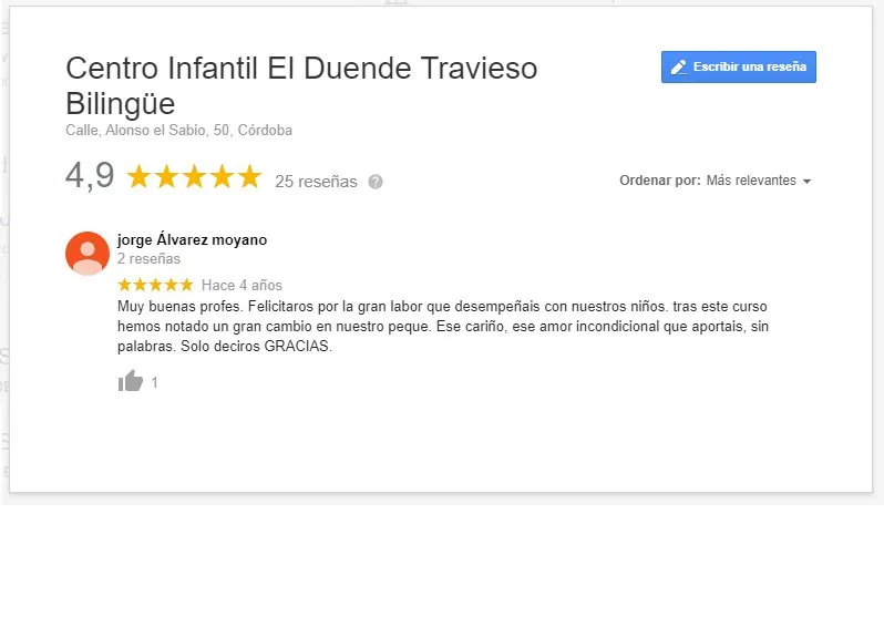 Reseña de familia en Google